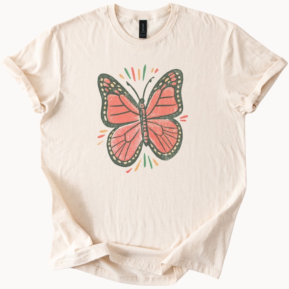 Butterfly Spreading Radiant Wings Graphic Tee